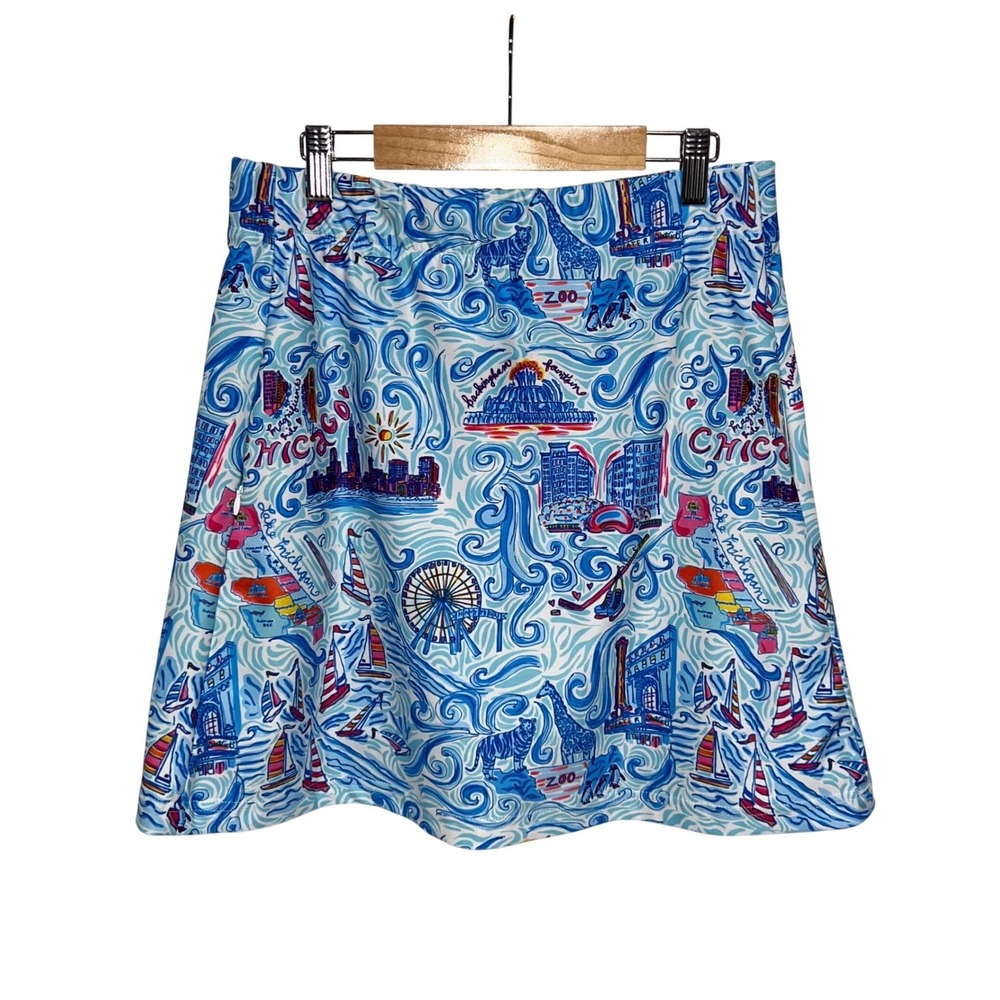 Kaeli Smith Chicago Skyline Print Skort Blue Pink White Small Made in USA